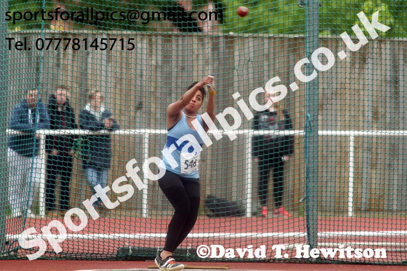 Womens under-17s hammer, North Eastern Track and Fields Champs., Middlesbrough. Photo: David T. Hewitson/Sports for All Pics
